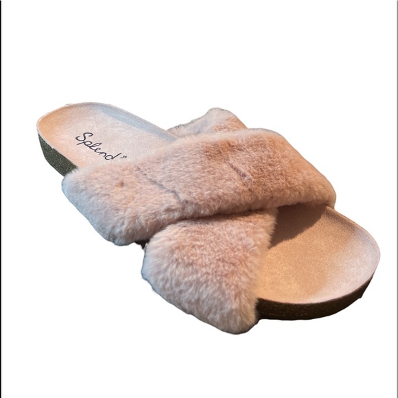 Splendid Shoes - Splendid Roxanne Slides Faux Fur Sandals Crisscross Criss Cross